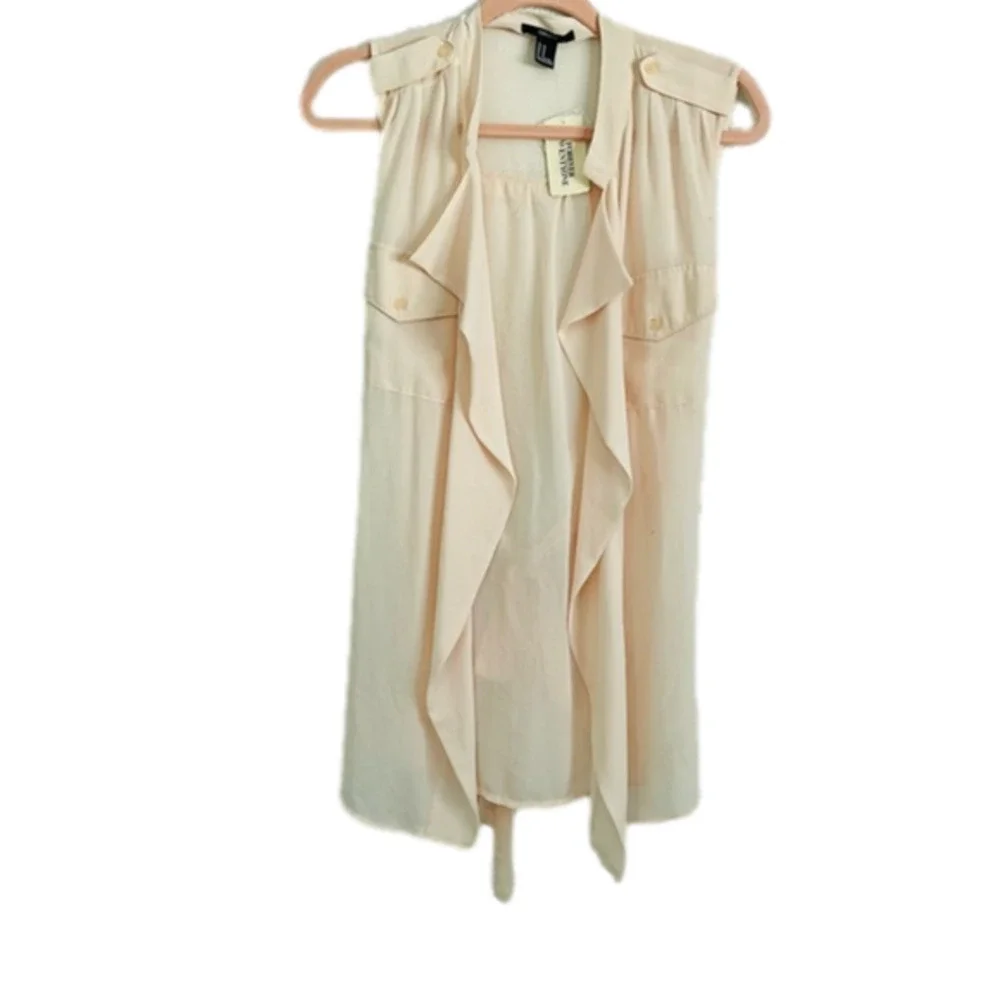 Open Front Flutter Ruffle Sleeveless Cardigan